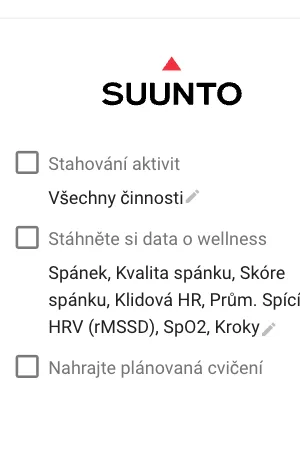 Karta Suunto v intervals.icu s volbou Nahrajte plánovaná cvičení