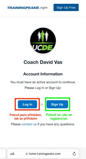 TrainingPeaks mobil – krok 1